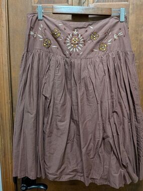 Westbound Embroidered Circle Skirt in Brown